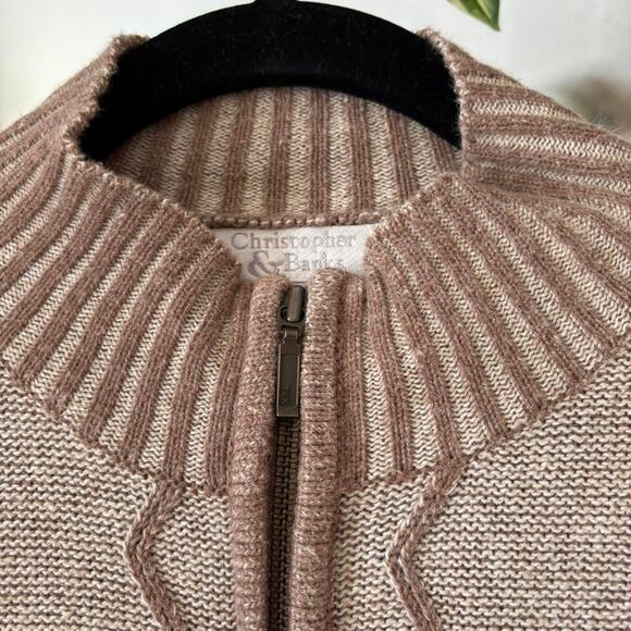 Vintage Christopher & Banks Beige Zip Sweater Small Natural - Picture 4 of 8